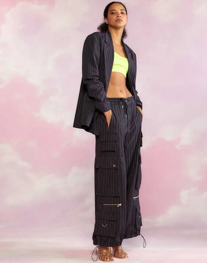 Pinstripe Blazer 8211 Navy Women Cynthia Rowley Tops