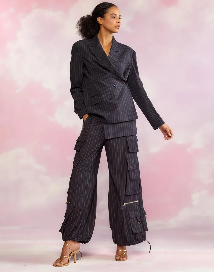 Pinstripe Blazer 8211 Navy Women Cynthia Rowley Tops