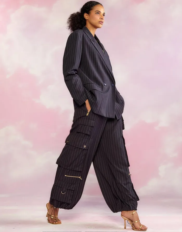 Pinstripe Blazer 8211 Navy Women Cynthia Rowley Tops