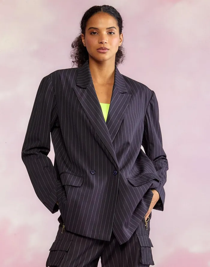 Pinstripe Blazer 8211 Navy Women Cynthia Rowley Tops