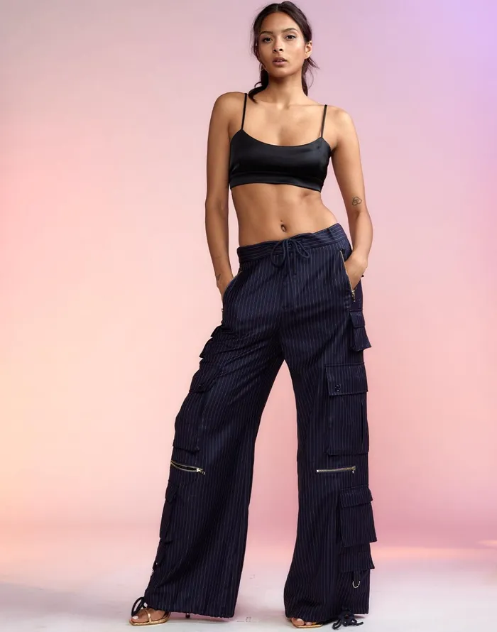 Pinstripe Cargo Pants 8211 Navy Women Cynthia Rowley Bottoms