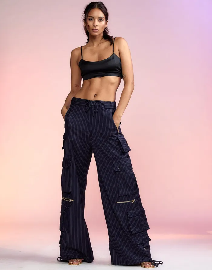 Pinstripe Cargo Pants 8211 Navy Women Cynthia Rowley Bottoms