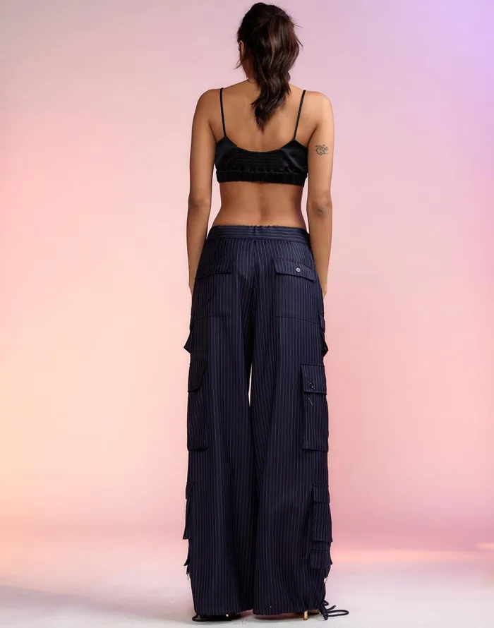 Pinstripe Cargo Pants 8211 Navy Women Cynthia Rowley Bottoms