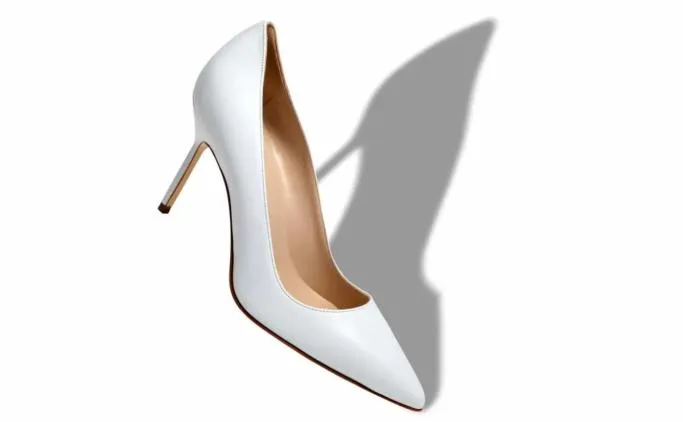 Pumps Women Manolo Blahnik BB 90White Nappa Leather Pointed Toe Pumps
