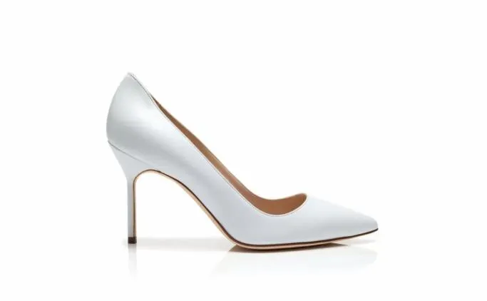 Pumps Women Manolo Blahnik BB 90White Nappa Leather Pointed Toe Pumps Pumps Women Manolo Blahnik BB 90White Nappa Leather Pointed Toe Pumps