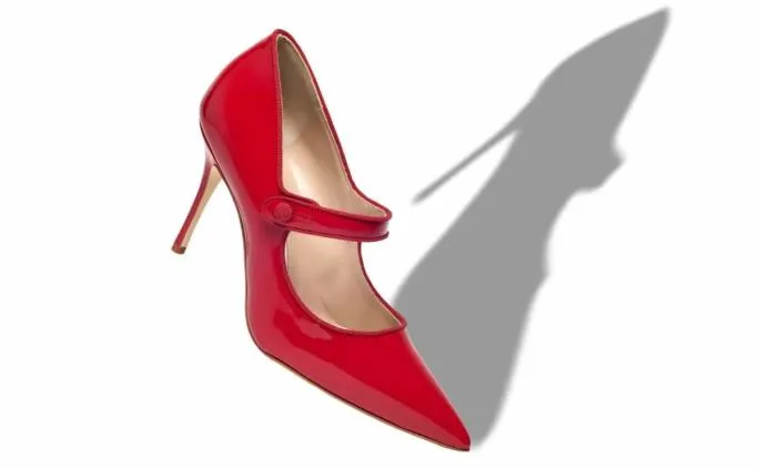 Pumps Women Manolo Blahnik CAMPARINEWRed Patent Leather Pointed Toe Pumps