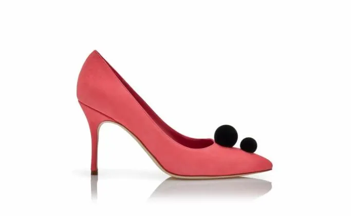 Pumps Women Manolo Blahnik PIERAPink And Black Suede Pom Pom Detail Pumps Pumps Women Manolo Blahnik PIERAPink And Black Suede Pom Pom Detail Pumps