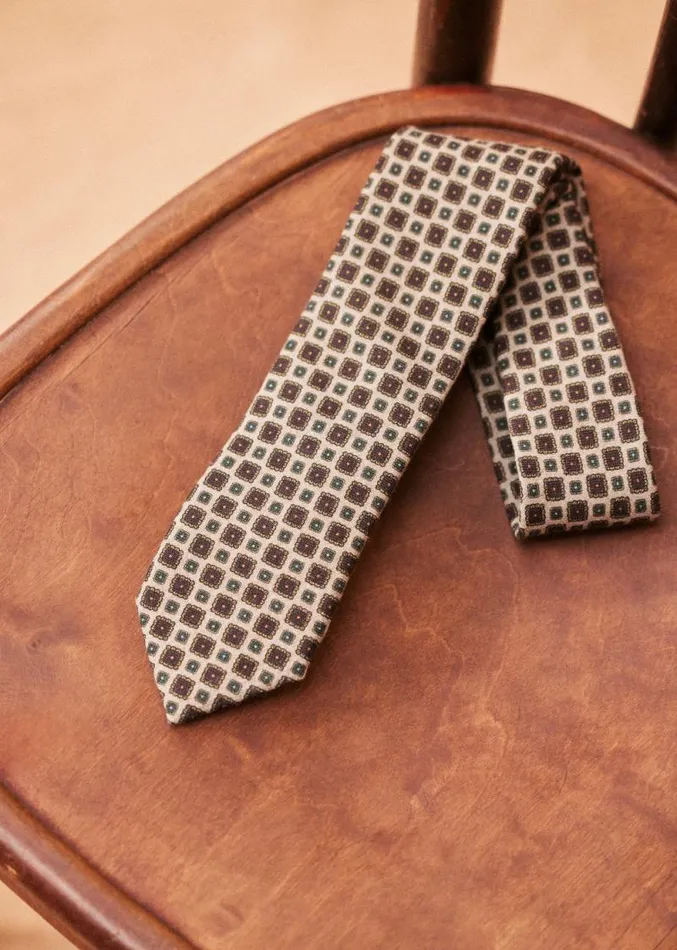 Szane Accessories Mens Fletcher Tie Beige With Medallions
