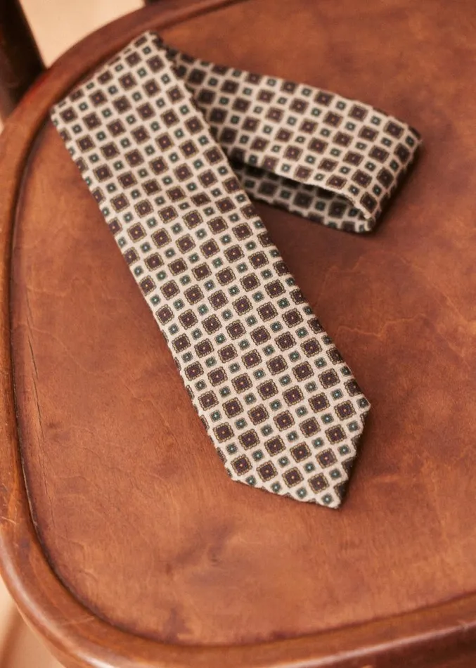 Szane Accessories Mens Fletcher Tie Beige With Medallions