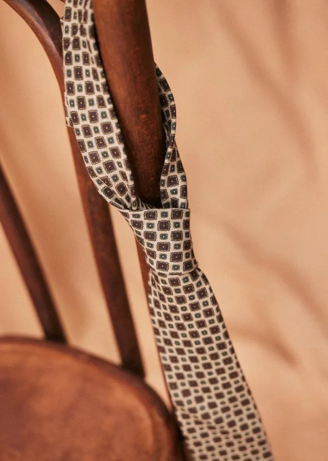 Szane Accessories Mens Fletcher Tie Beige With Medallions