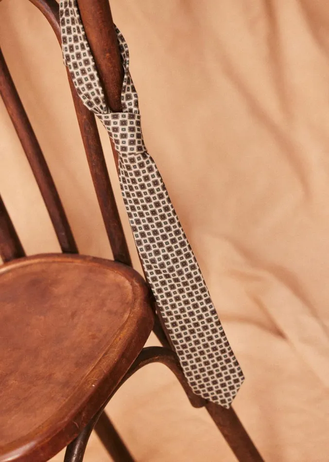 Szane Accessories Mens Fletcher Tie Beige With Medallions