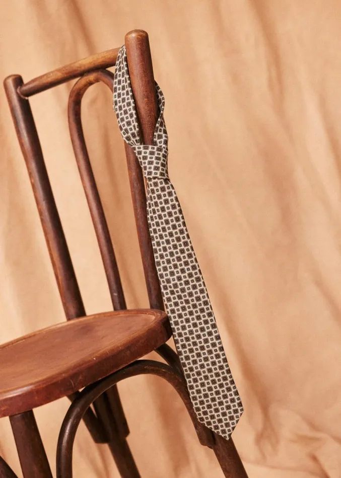 Szane Accessories Mens Fletcher Tie Beige With Medallions