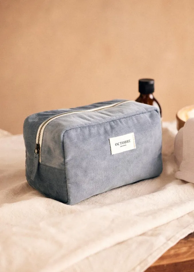 Szane Accessories Mens Twyman Corduroy Toiletry Bag Steel Blue