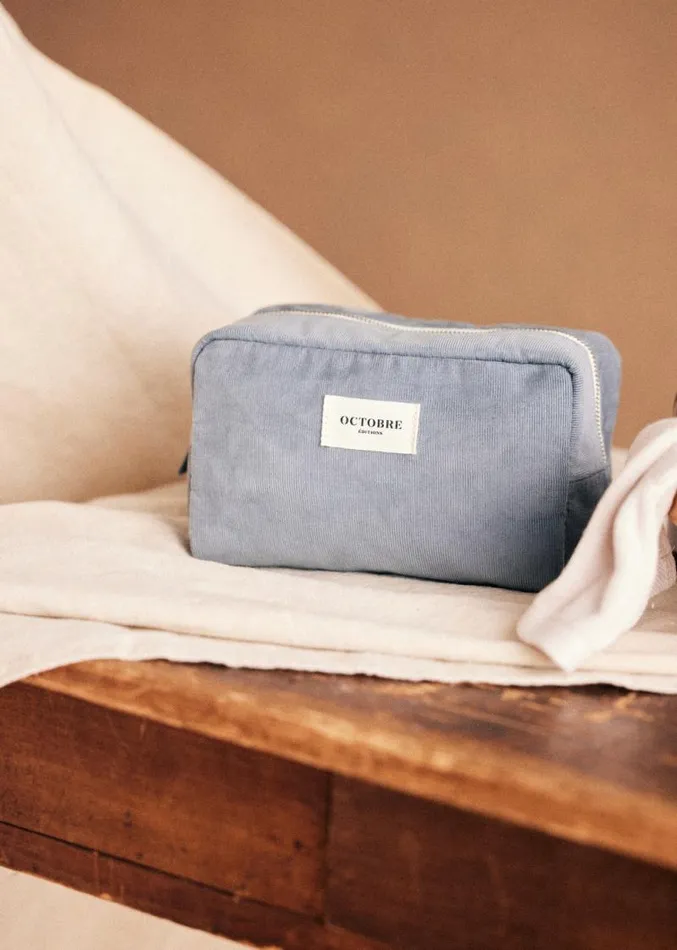 Szane Accessories Mens Twyman Corduroy Toiletry Bag Steel Blue