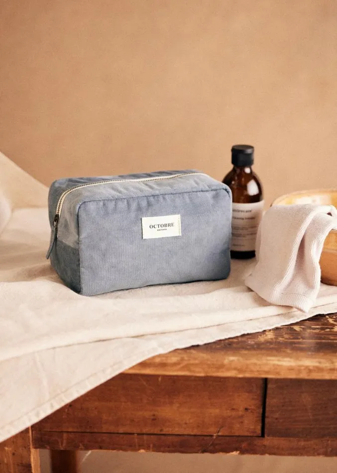 Szane Accessories Mens Twyman Corduroy Toiletry Bag Steel Blue