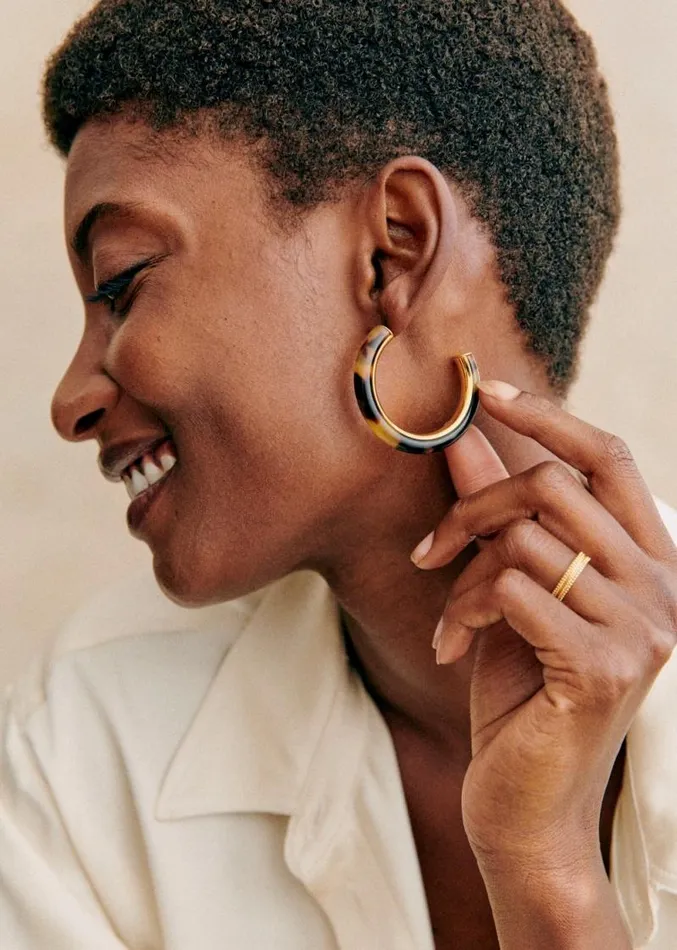 Szane Earrings Womens Cameron Hoops Tortoiseshell