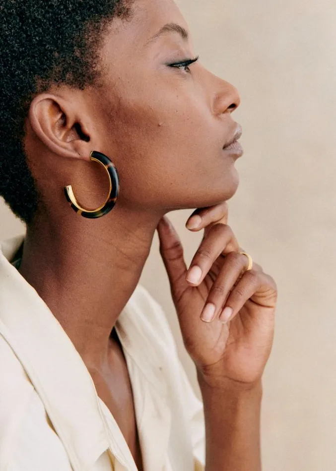 Szane Earrings Womens Cameron Hoops Tortoiseshell