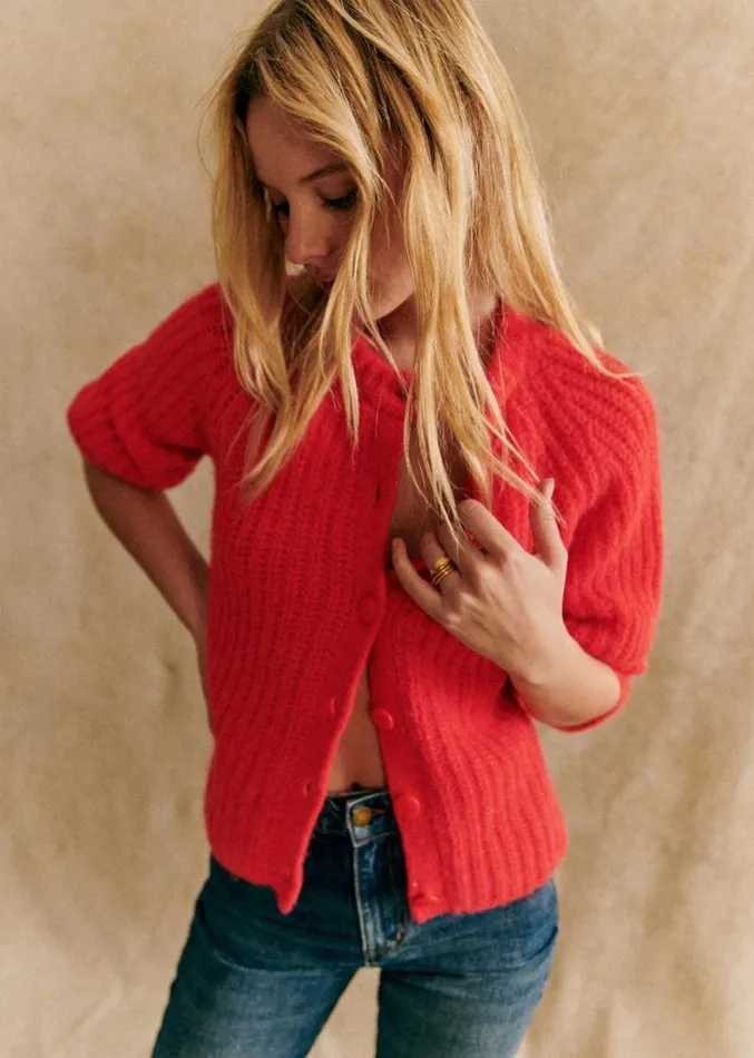 Szane Knitwear Womens Emile Cardigan Red