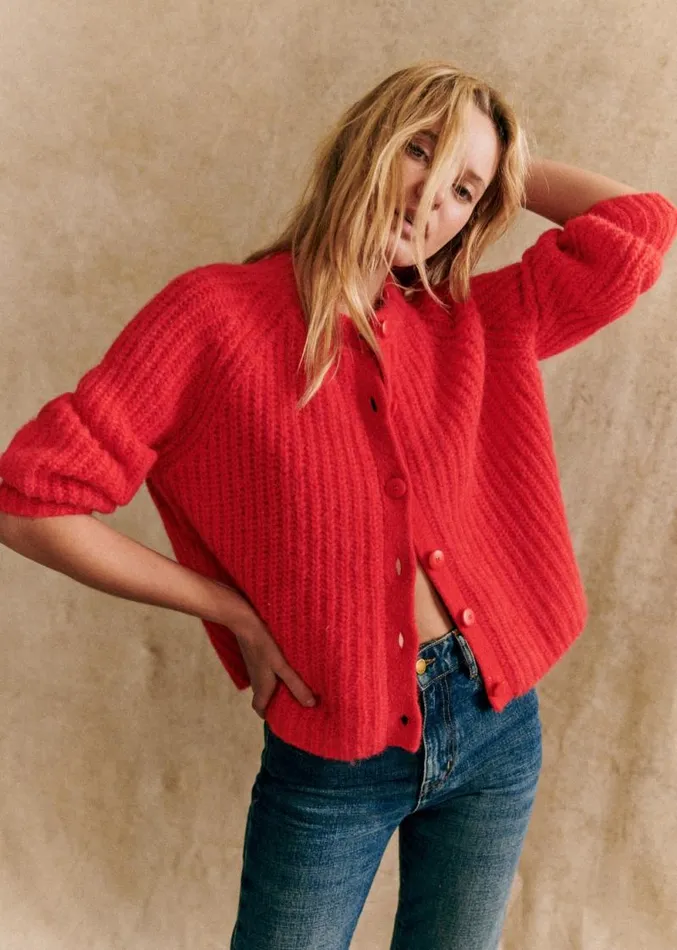 Szane Knitwear Womens Emile Cardigan Red