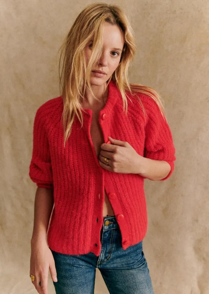 Szane Knitwear Womens Emile Cardigan Red