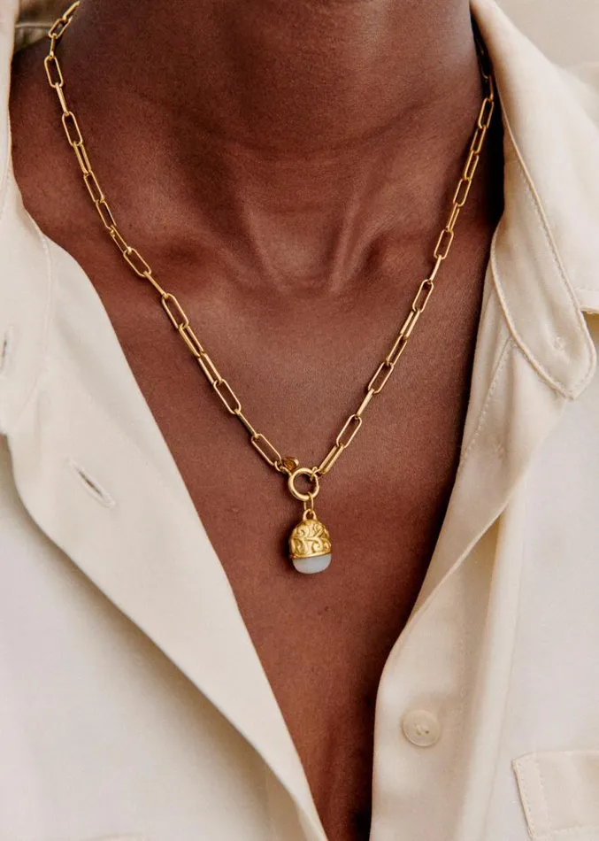Szane Necklaces Womens Irma Charm Motherofpearl Gold Amulet