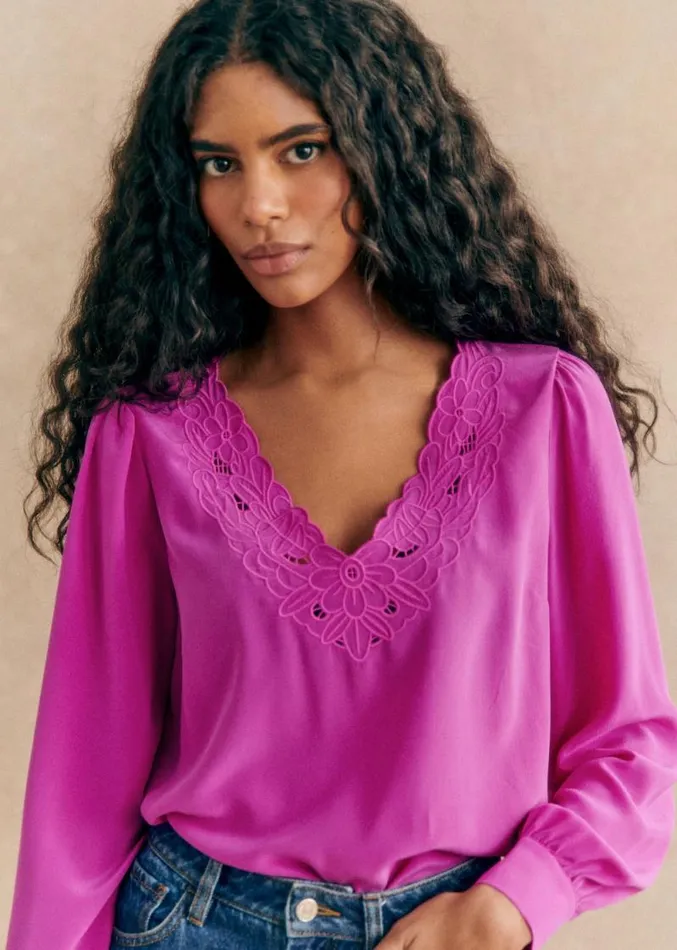 Szane Tops Womens Juliette Blouse Fuchsia