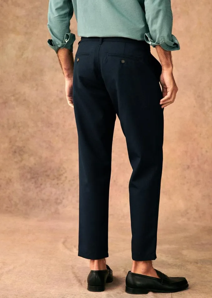 Szane Trousers Mens Bergame Straight Pants Navy Blue