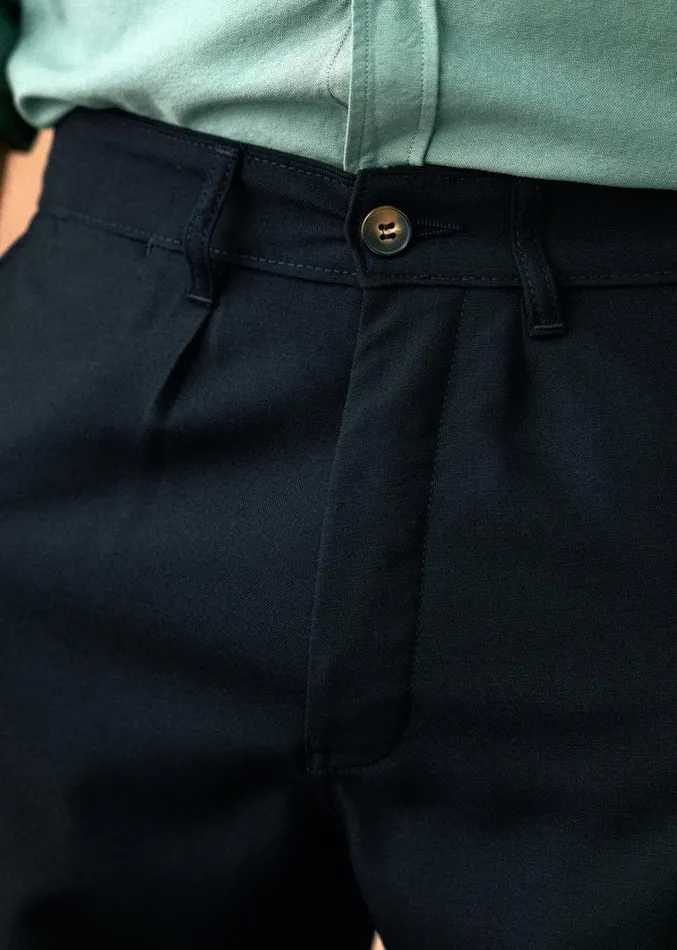 Szane Trousers Mens Bergame Straight Pants Navy Blue