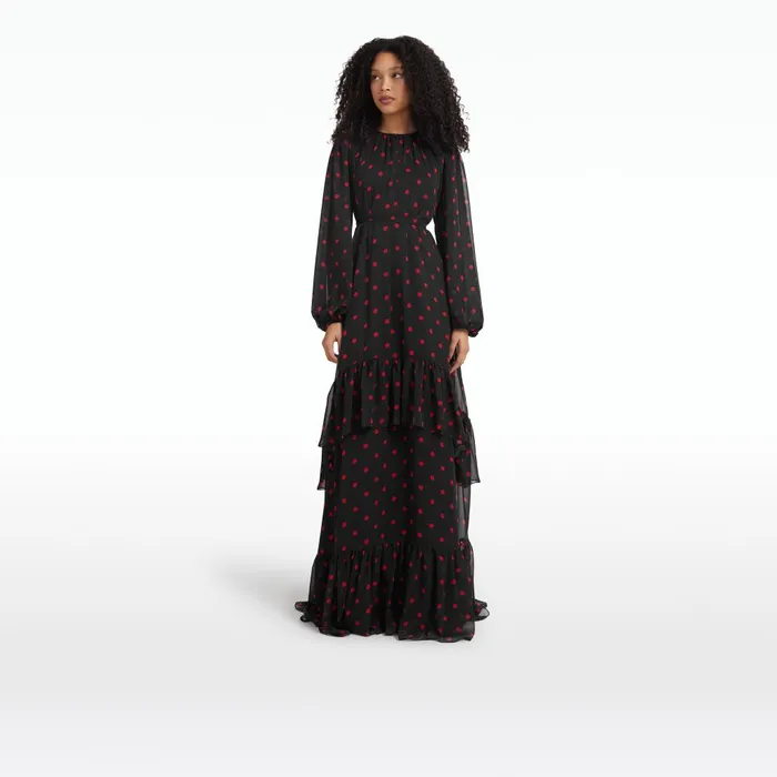 Safiyaa Affiyah Black and Lacquer Red Long Dress Women Dresses