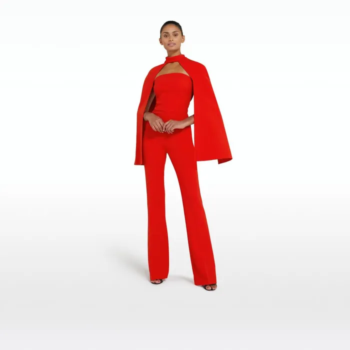 Safiyaa Agnes Cherry Red Harness With Myrine Jumpsuit Women Jumpsuits