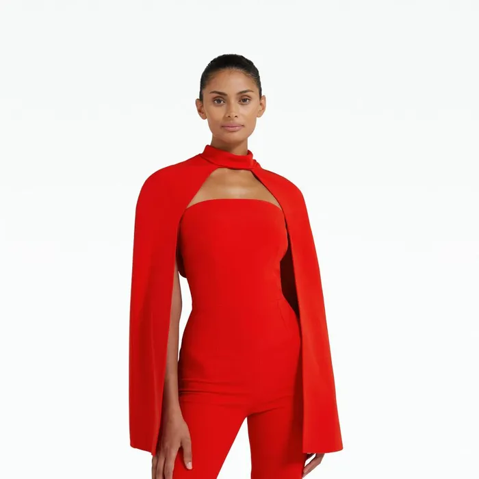 Safiyaa Agnes Cherry Red Harness With Myrine Jumpsuit Women Jumpsuits