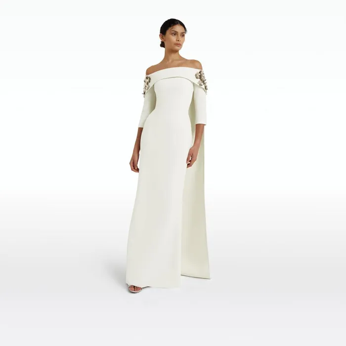 Safiyaa Bellara Embroidered Ivory Harness and Soshin Dress Women Dresses