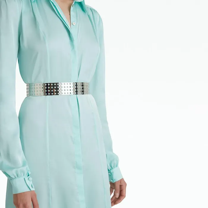 Safiyaa Clio Silver Metal Belt Women Accessories