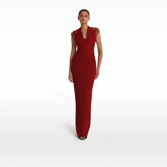 Safiyaa Dana Azalea Red Long Dress Women Dresses