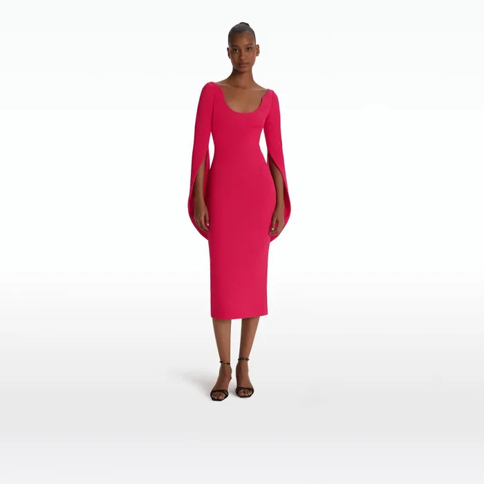 Safiyaa Evera Raspberry Midi Dress Women Dresses