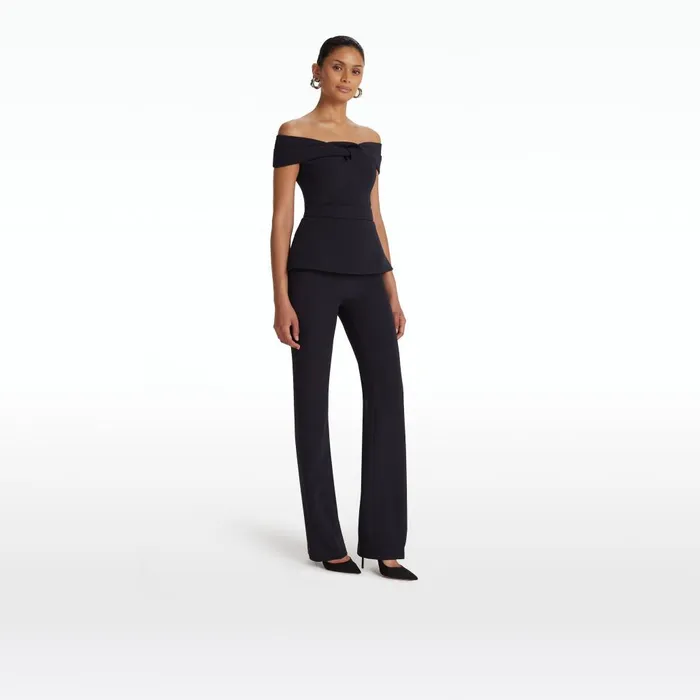 Safiyaa Goldie Midnight Navy Trousers Women Trousers