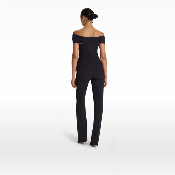 Safiyaa Goldie Midnight Navy Trousers Women Trousers