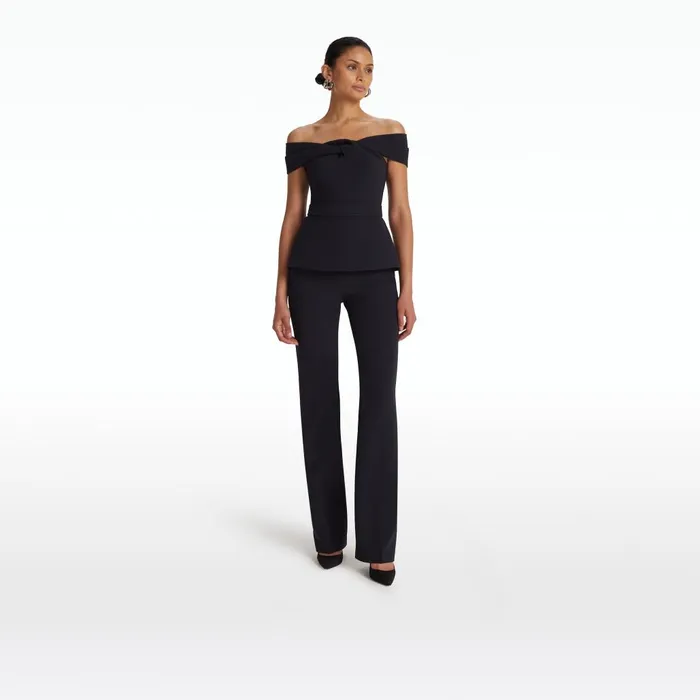 Safiyaa Goldie Midnight Navy Trousers Women Trousers