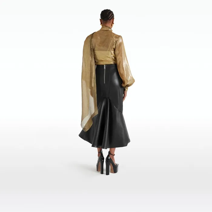 Safiyaa Henner Black Vegan Leather Skirt Women Skirts