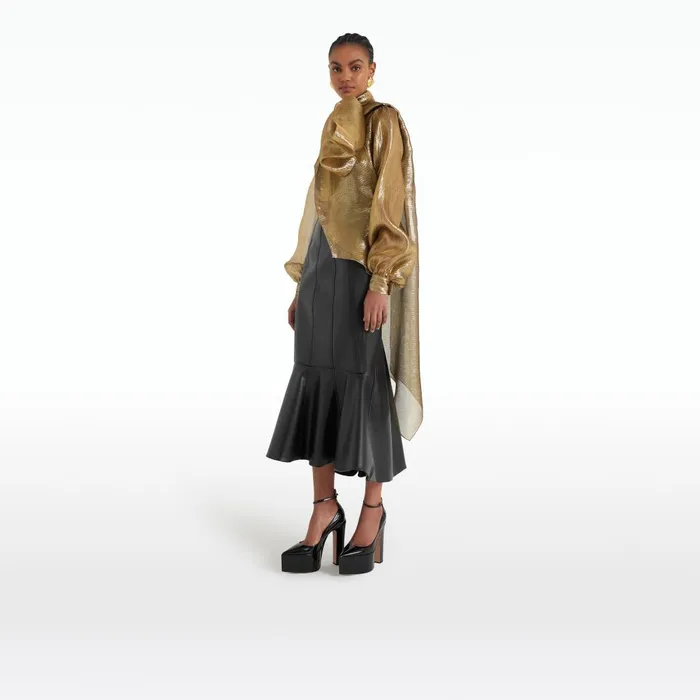 Safiyaa Henner Black Vegan Leather Skirt Women Skirts
