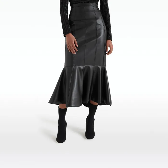 Safiyaa Henner Black Vegan Leather Skirt Women Skirts