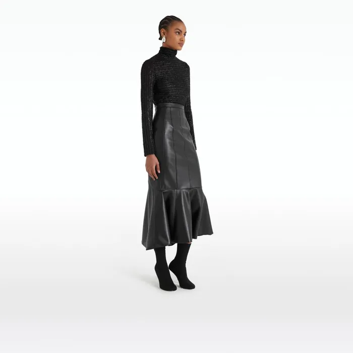 Safiyaa Henner Black Vegan Leather Skirt Women Skirts