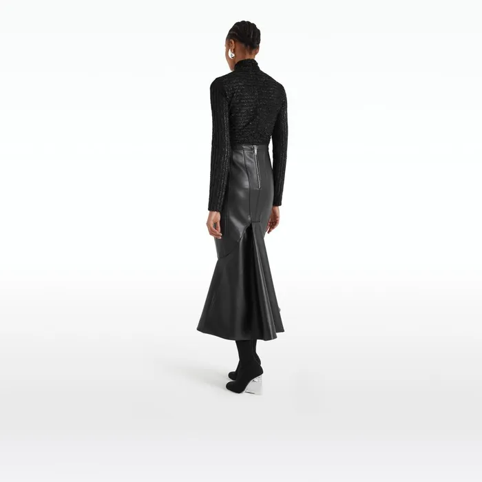 Safiyaa Henner Black Vegan Leather Skirt Women Skirts