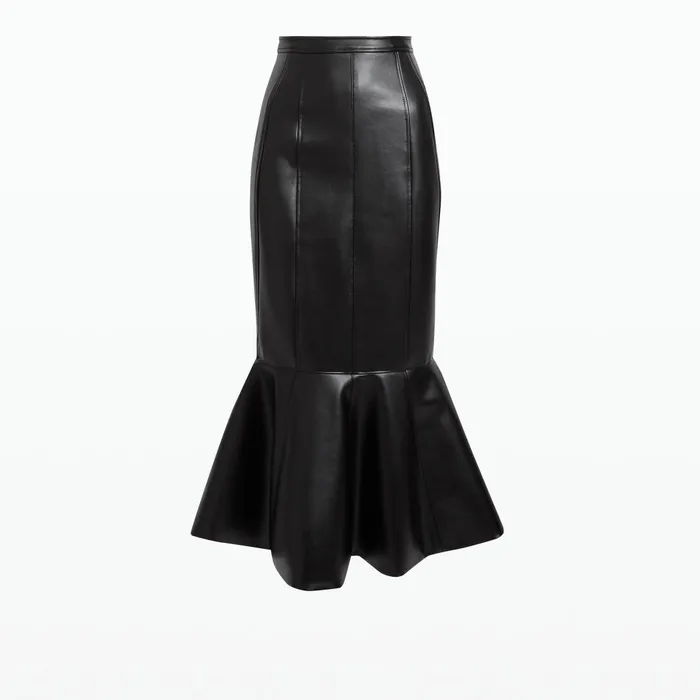 Safiyaa Henner Black Vegan Leather Skirt Women Skirts