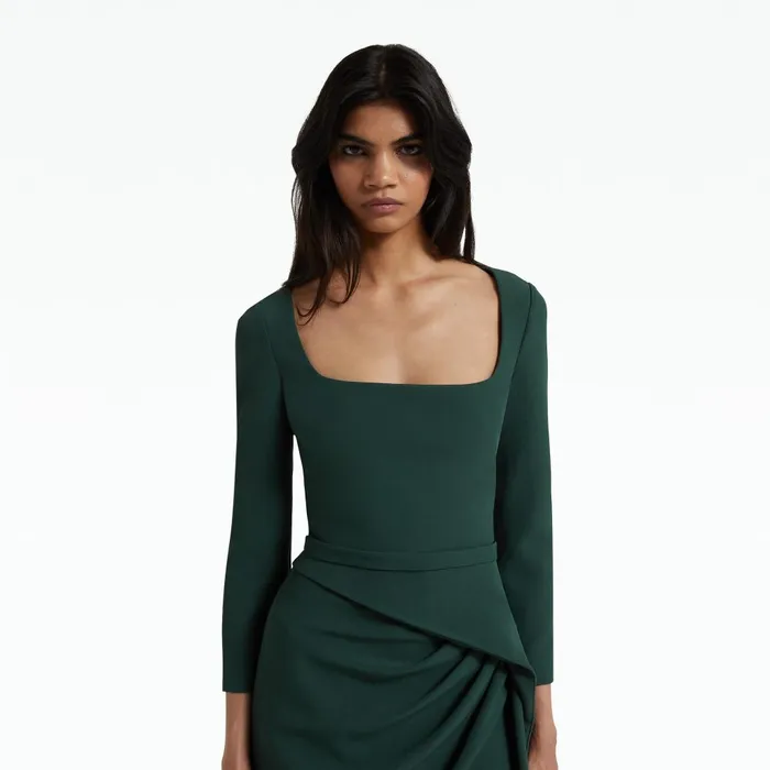 Safiyaa Mahir Darkest Spruce Long Dress Women Dresses