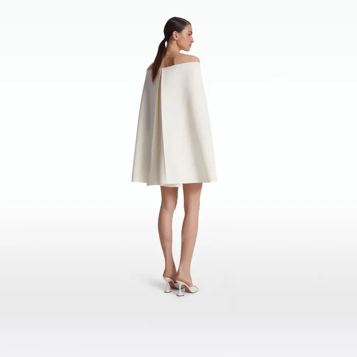 Safiyaa Manorel Ivory Harness and Rowan Fern Embroidered Dress Women Capes and Harnesses