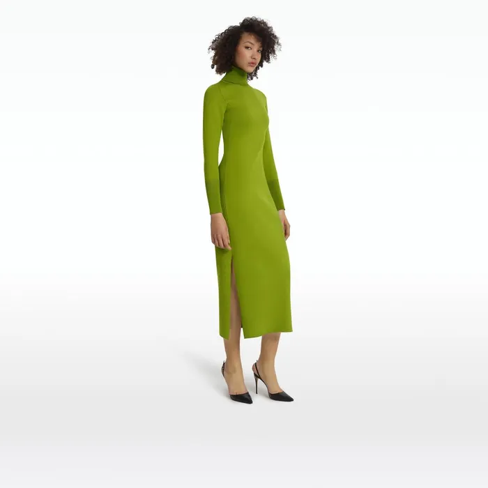 Safiyaa Myaree Olive Knit Midi Dress Women Knitwear
