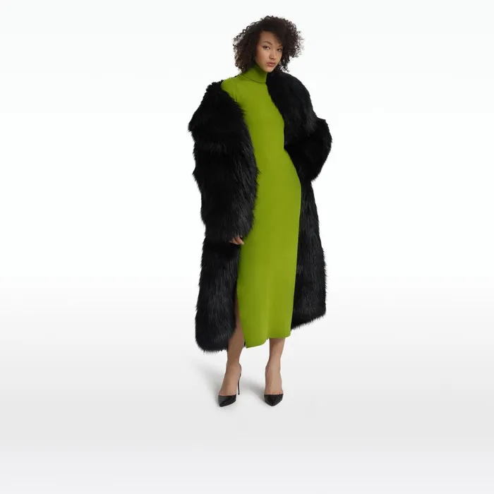 Safiyaa Myaree Olive Knit Midi Dress Women Knitwear