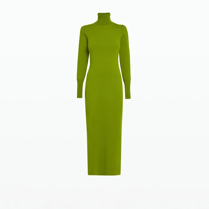 Safiyaa Myaree Olive Knit Midi Dress Women Knitwear