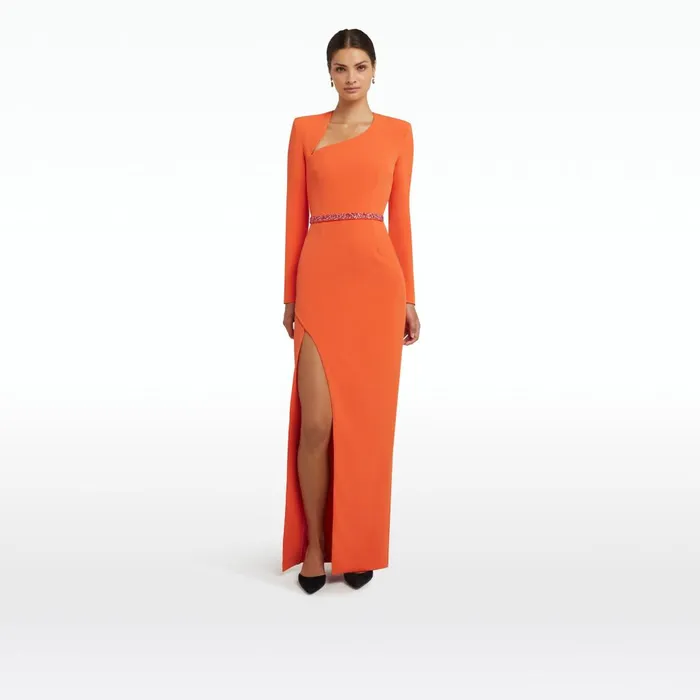 Safiyaa Ottavia Seville Long Dress With Embroidered Belt Women Dresses